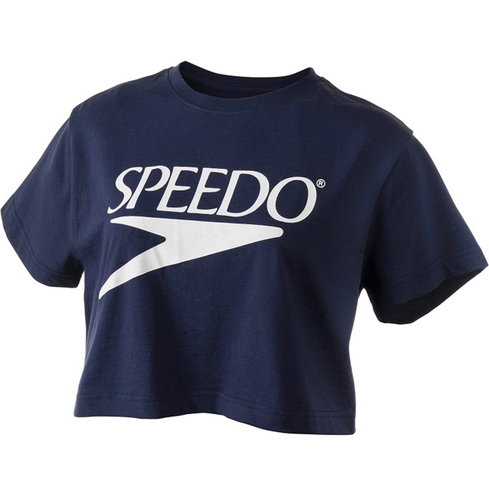 NWT Speedo Women’s tshirt short sleeve Crew Neck Vintage Crop Speedo Nav…